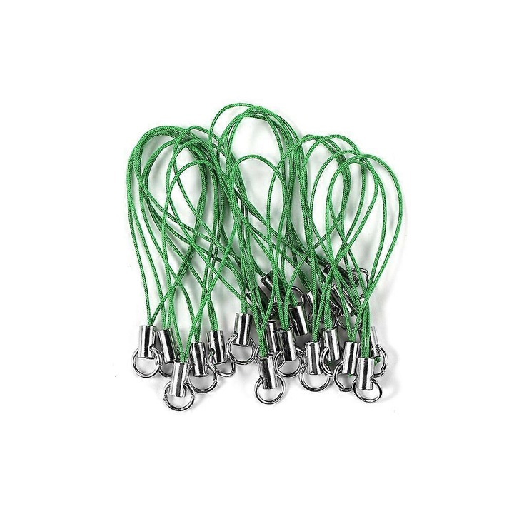 Kulcstartó szett 20 darabos, zsinór, nejlon, rozsdamentes acél, sötétzöld, 9cm