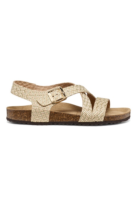 Geox, Sandale din piele cu aspect tesut Brionia, Auriu