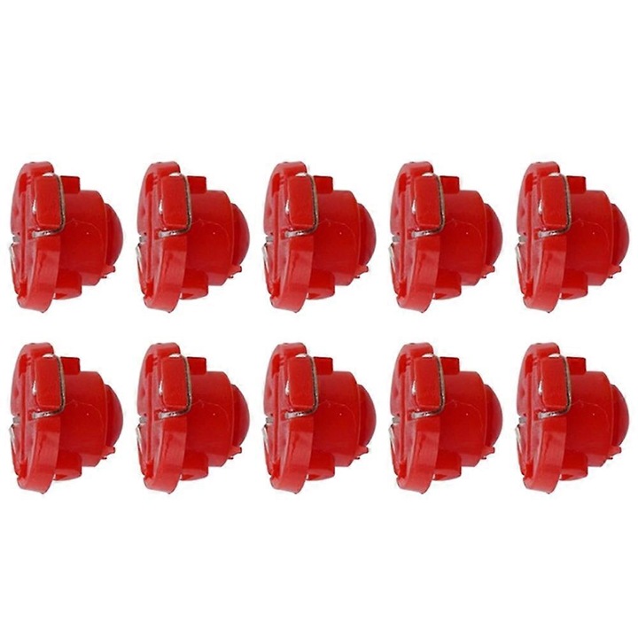 Set 10 Becuri LED T3 12V pentru Citit Auto, Plastic, Rosu, 12mm x 11mm