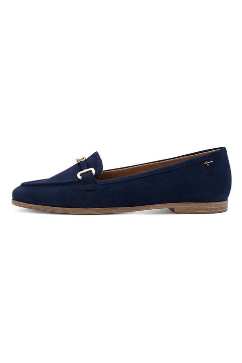 Tamaris, Pantofi loafer de piele cu detaliu metalic, Bleumarin