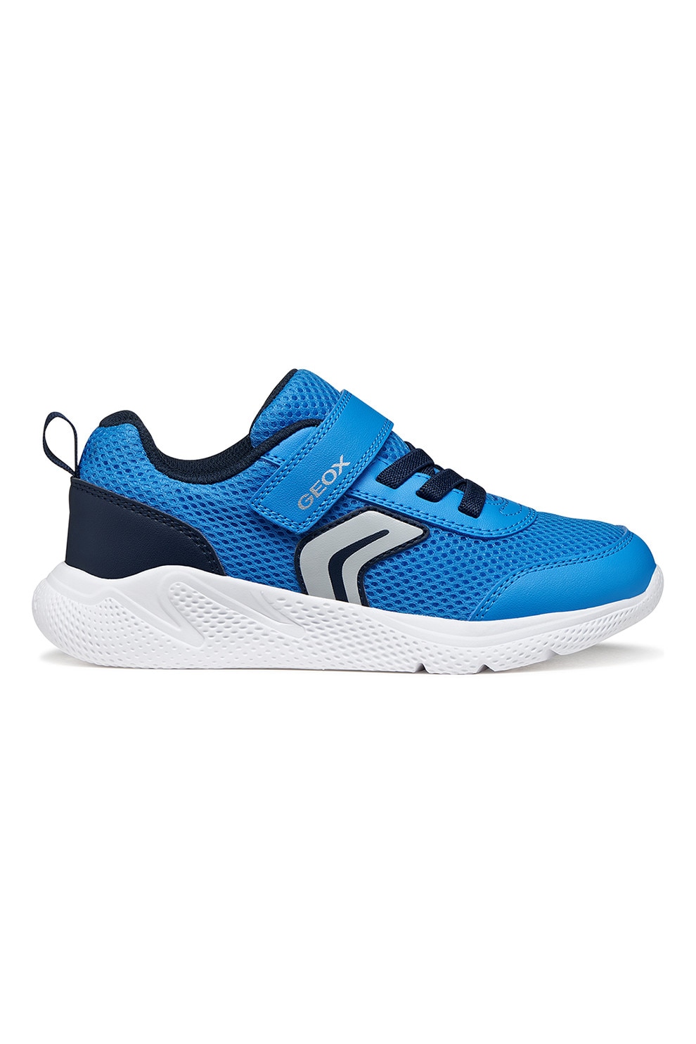 Geox, Pantofi sport Sprintye cu insertii de piele ecologica, Albastru, 34 EU