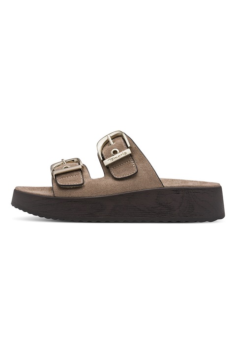 Tamaris, Papuci din piele intoarsa sintetica, Maro taupe, 41