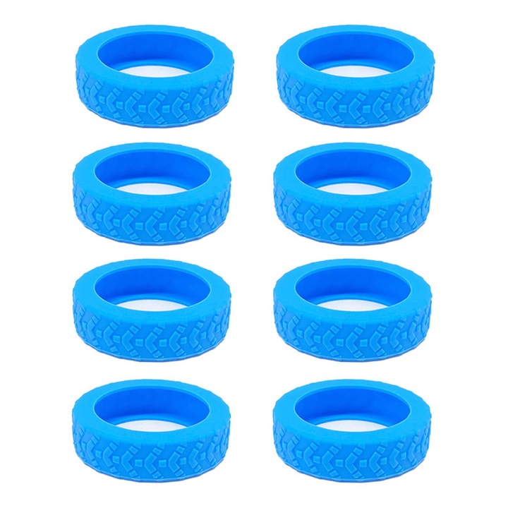 Set de 8 huse din silicon pentru rotile valizei, protectie, design modern, albastru, pentru roti de 5-7cm