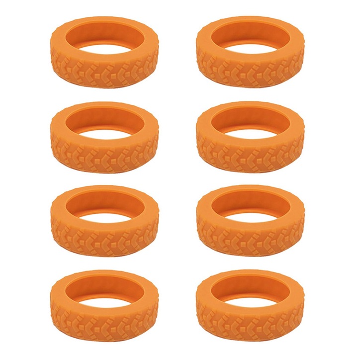 Set de 8 huse din silicon pentru rotile valizei, protectie, portocalie, 5-7cm