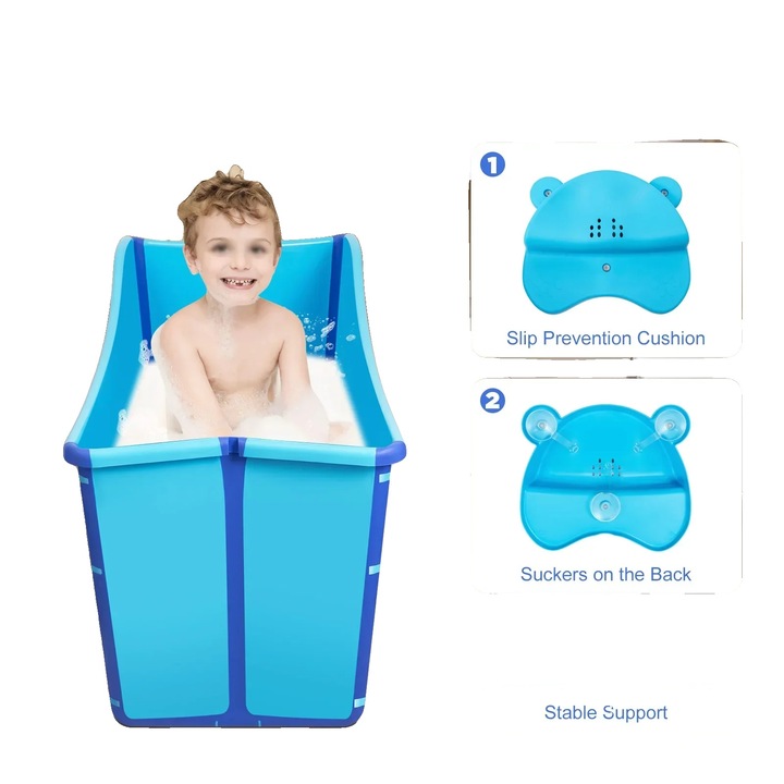 Сгъваема вана, синя, удобен дизайн, размери 87x46x56.5cm, капацитет 90кг