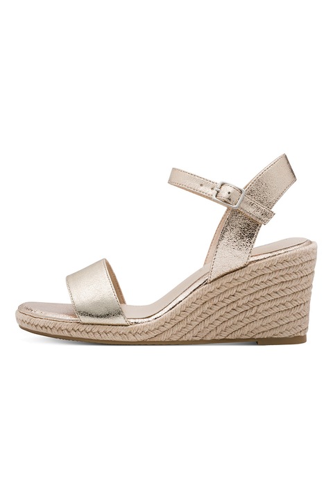Tamaris, Sandale-espadrile cu talpa wedge, Auriu