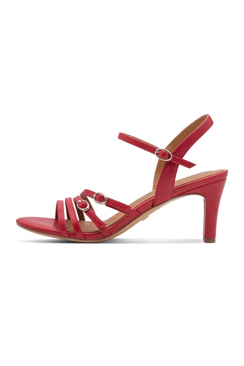 Tamaris, Sandale de piele cu barete multiple, Coral