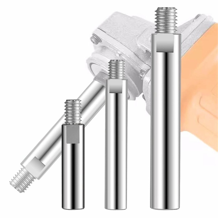 Set 3 tije de extensie pentru polizor cu filet M14, metal, 100mm, 80mm, 140mm