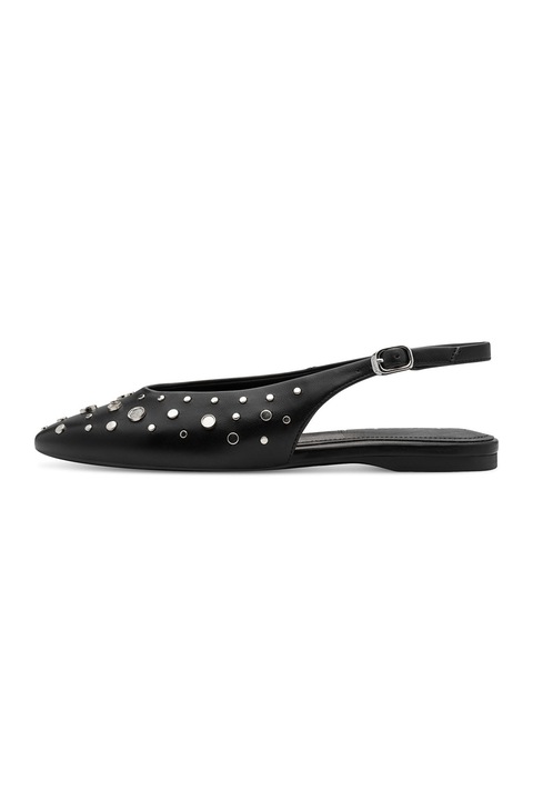 Tamaris, Balerini slingback cu varf ascutit, Negru/Argintiu