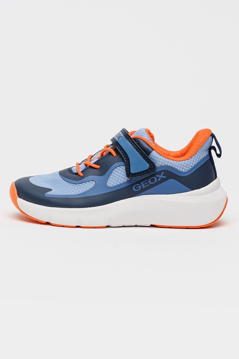 Geox, Pantofi sport Pro-Ran cu velcro, Albastru inchis/Portocaliu mandarina/Alb optic