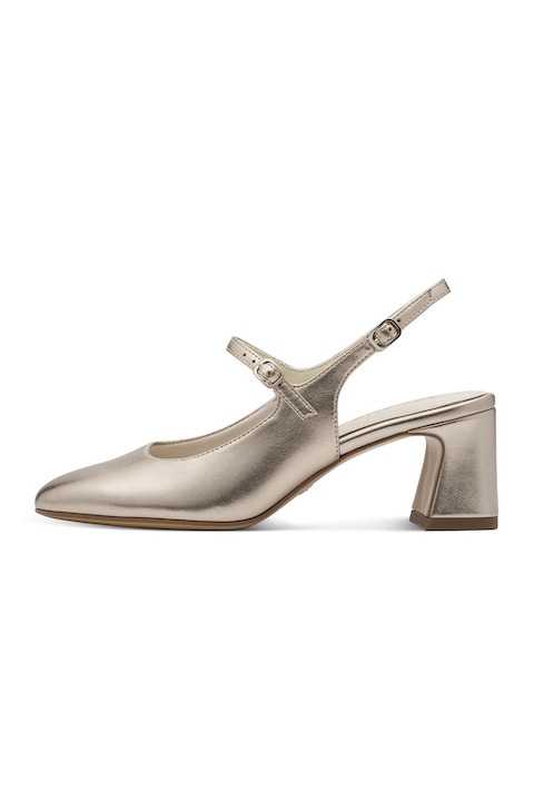 Tamaris, Pantofiu mary jane de piele lacuita cu toc, Argintiu