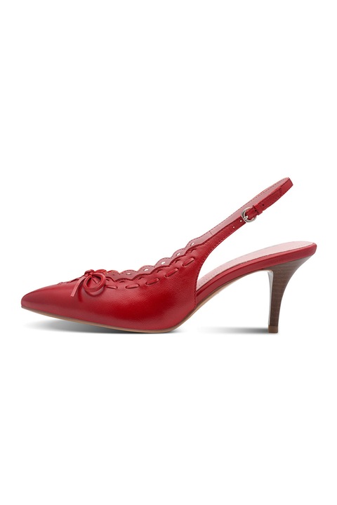 Tamaris, Pantofi slingback de piele cu toc inalt, Rosu vermillion