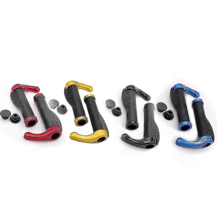 Mansoane bicicleta ergonomice, galbene, set 1 pereche, pentru ghidon bullhorn
