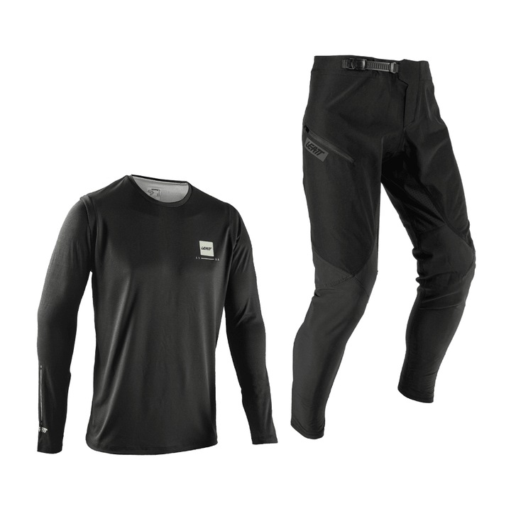 Echipament sportiv pentru cliclism, bluza si pantaloni Leatt Ride Kit MTB 1.0 Ghost Black, Negru