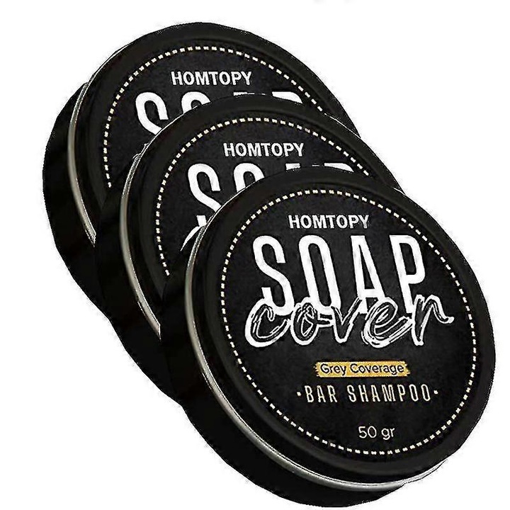 Sampon solid pentru barbati, Homtopy,50g, restaurare culoare naturala, reparare radacina par, set de 3 bucati