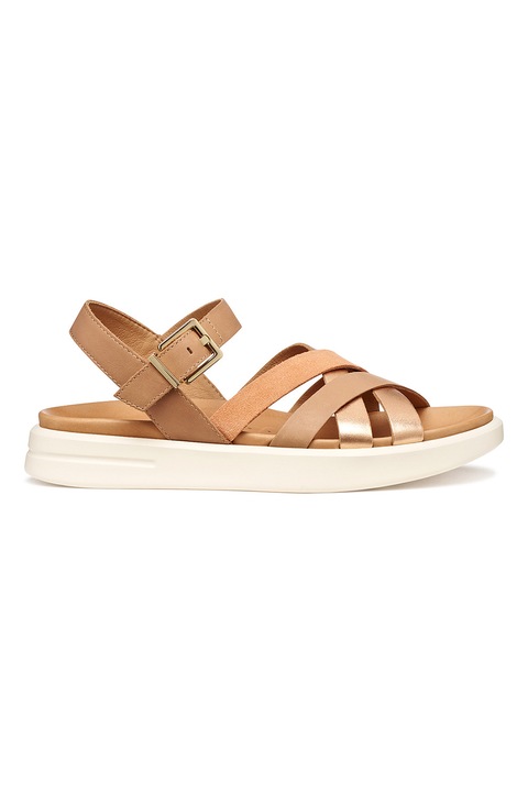 Geox, Pántos bőr és nyersbőr szandál, Aranyszín/Barna