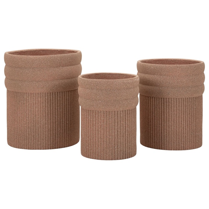 Set 3 ghivece colombia pentru exterior o 41, 5x50-36x45-30, 5x39, 5 (gaura o27-32-37), rosu, 50 cm