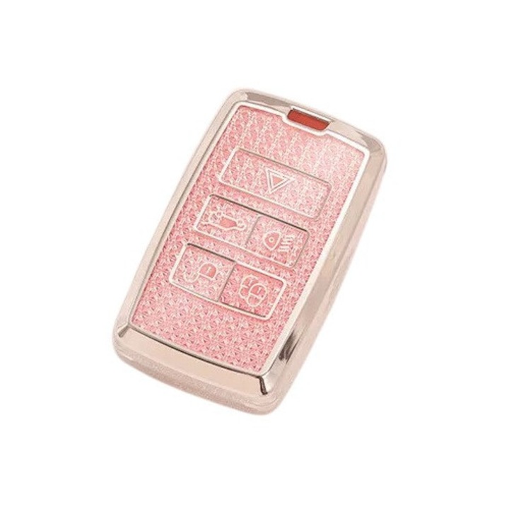 Husa pentru cheie Land Rover Range Rover Sport Velar Evoque Freelander Discovery Jaguar XF XJ XJL XE E-PACE roz cristal