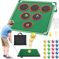 Set de joc de golf pentru Curte, Tapet de Lovire, 20 Bile Lipicioase si 6 Inele, cu Geanta de Transport, Jocuri de golf cu tinta pentru tineri adulti pentru Incepatori si Tineri in Exterior si Interior, Verde, 80x83x25cm
