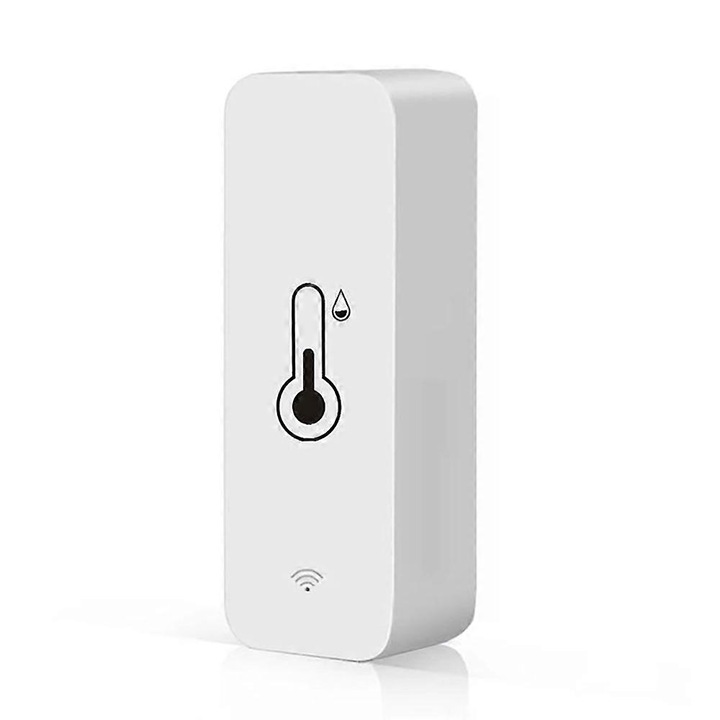 Set senzor de temperatura si umiditate WiFi, monitorizare APP, alarma temperatura, compatibil cu Alexa, 1 buc.
