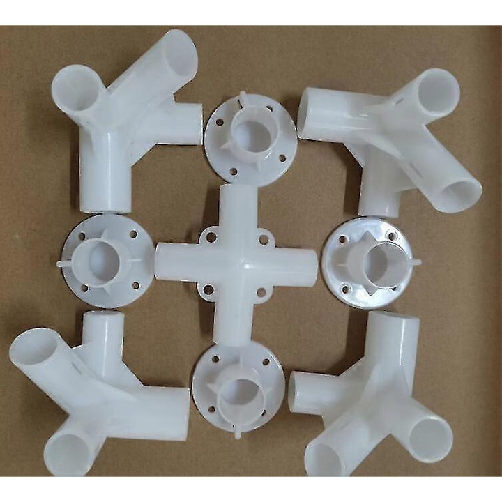 Set accesorii de conectare pentru pavilion 3x3m, 4 conectori coltari, 1 conector central, 4 picioare, alb, 40mmx40mm