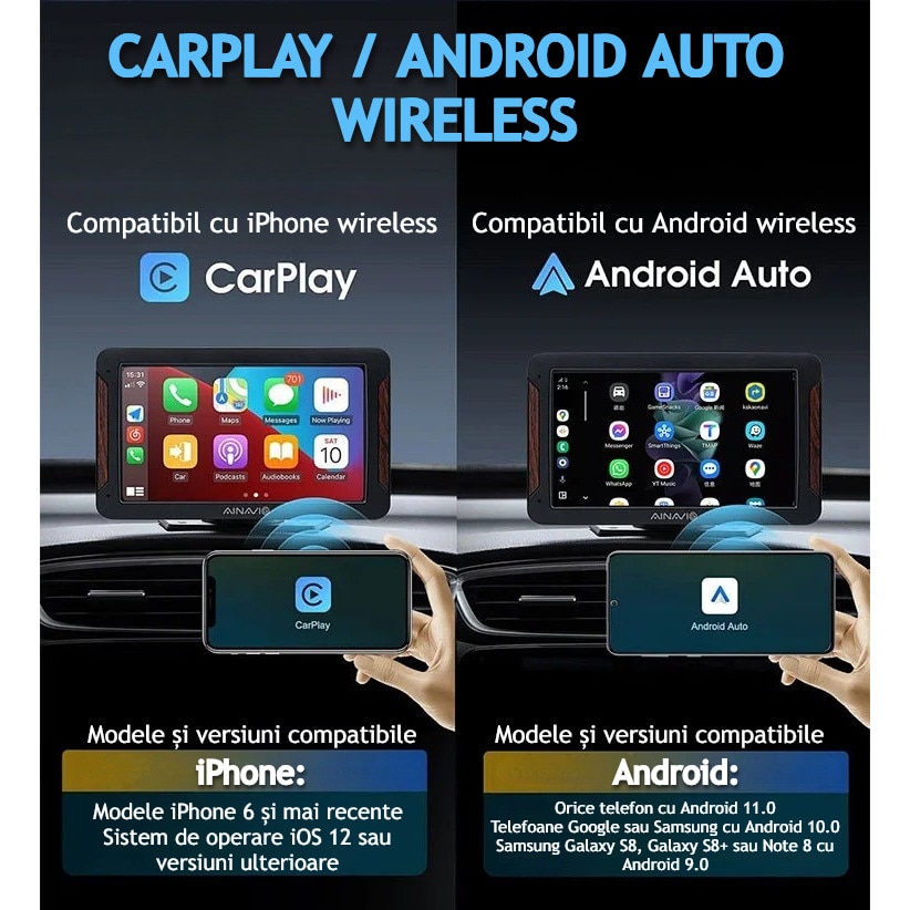 Modul auto AI Box Android, Wireless CarPlay & Android Auto, 4GB