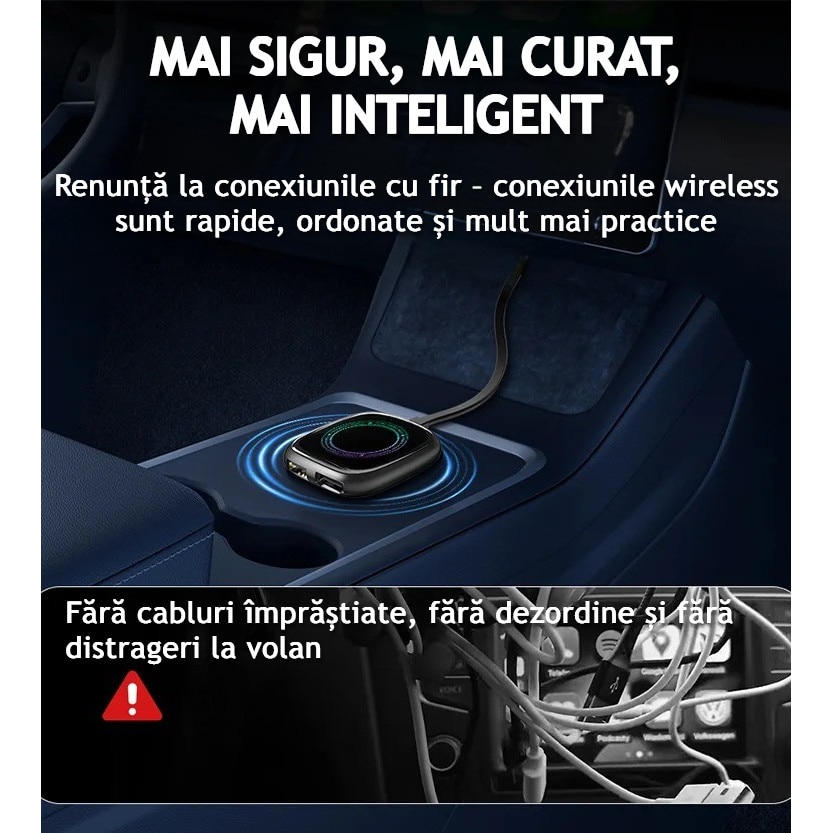 Modul auto AI Box Android, Wireless CarPlay & Android Auto, 4GB