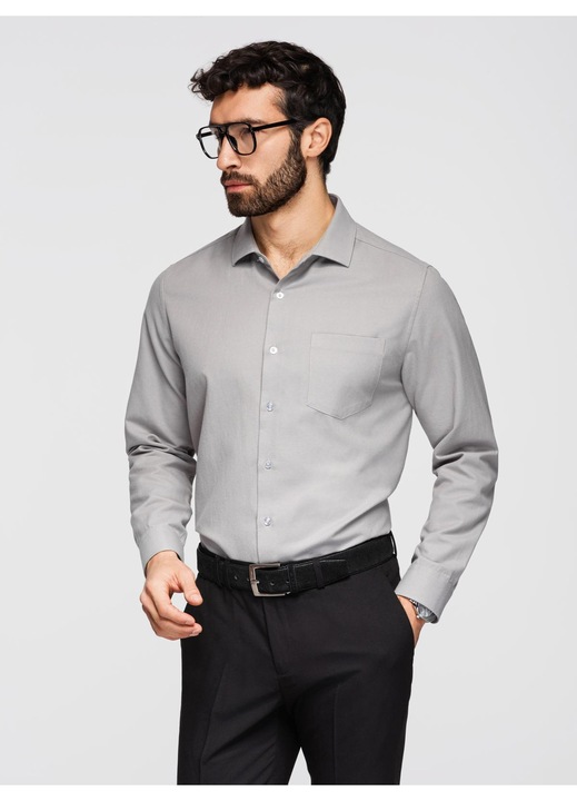 Camasa clasica cu croiala regular fit OMBRE K694, Gri