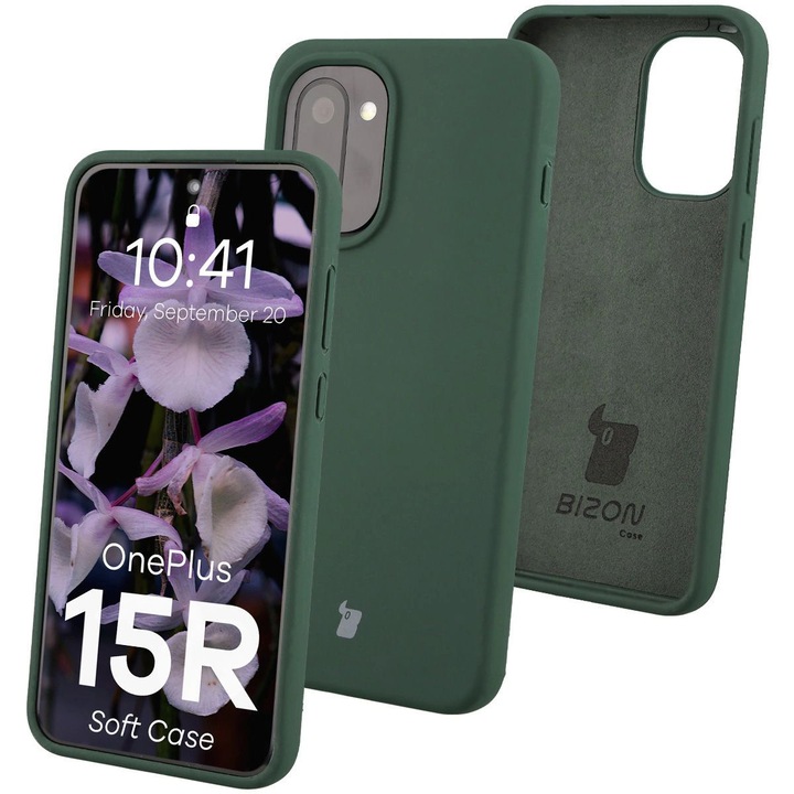 Husa din silicon Bizon Soft Case pentru OnePlus 15R, Verde inchis