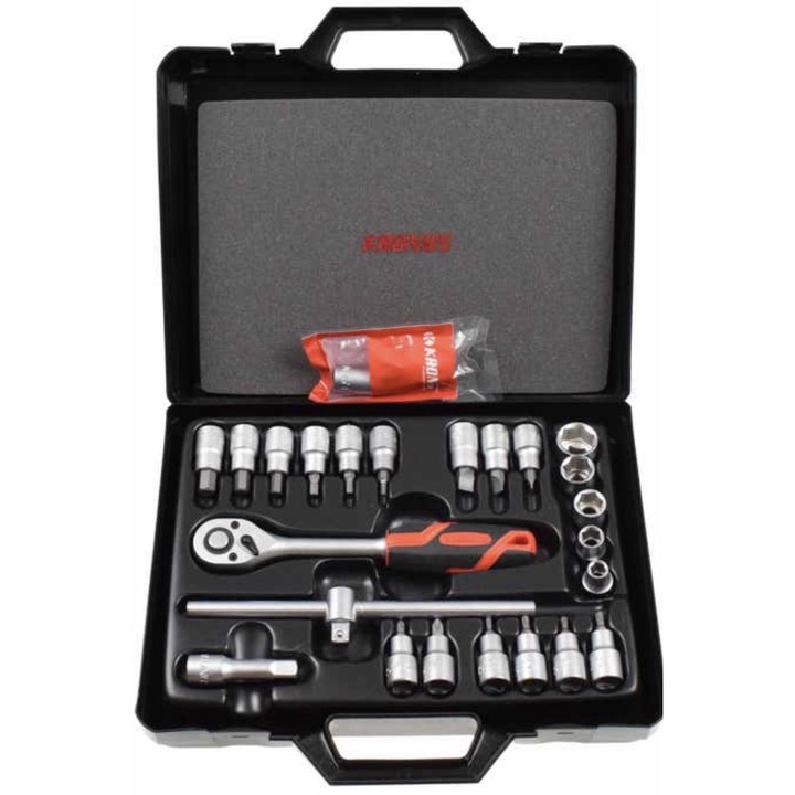 Trusa capete chei tubulare si accesorii, 1.27cm, 25 piese