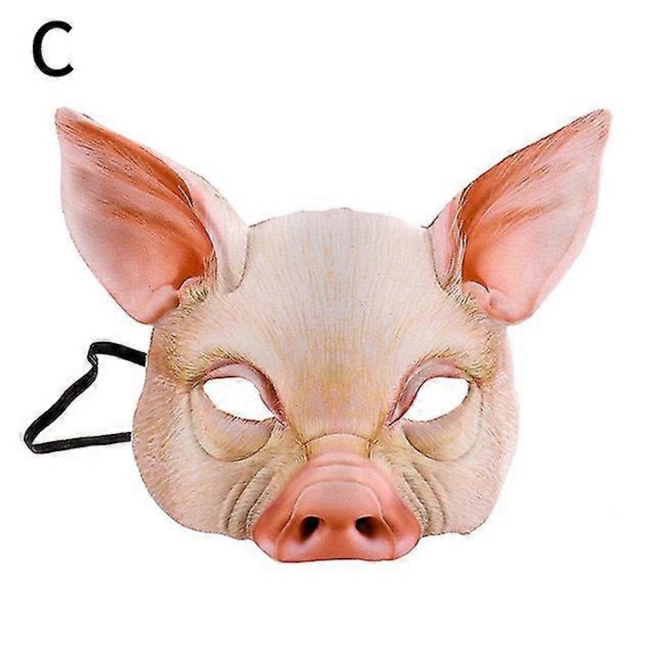 Masca 3D animal, fata de porc, set de costume carnaval, multicolor, dimensiune variabila
