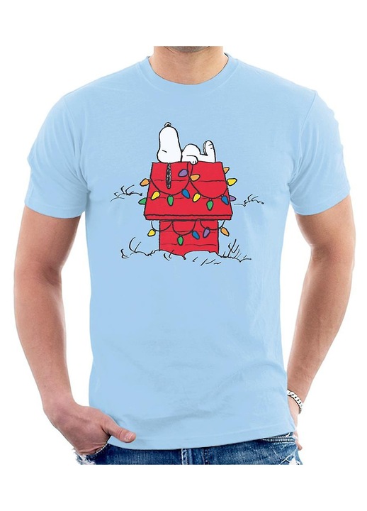 Férfi póló, Gildan, klasszikus, szürke melange, 100% pamut, Peanuts mintával