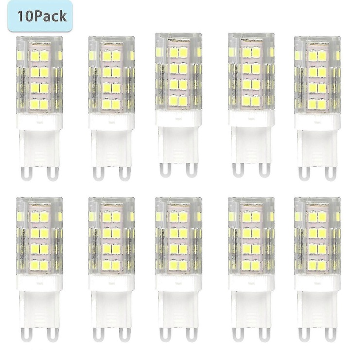10 db G9 LED izzó készlet 4.5W Fehér 6000K 50x16mm