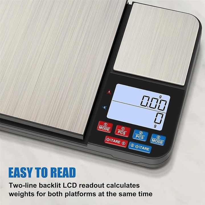 Cantar de bucatarie, 10kg/0.01g, negru+argintiu, 19.5x13.7cm