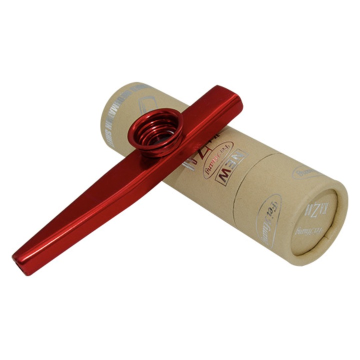Kazoo metalic Bedex, culoare rosu, instrument muzical educativ, pentru copii si adulti