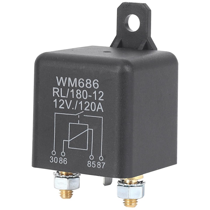 Releu de incarcare 120A, 12V, negru, pentru aplicatii universale