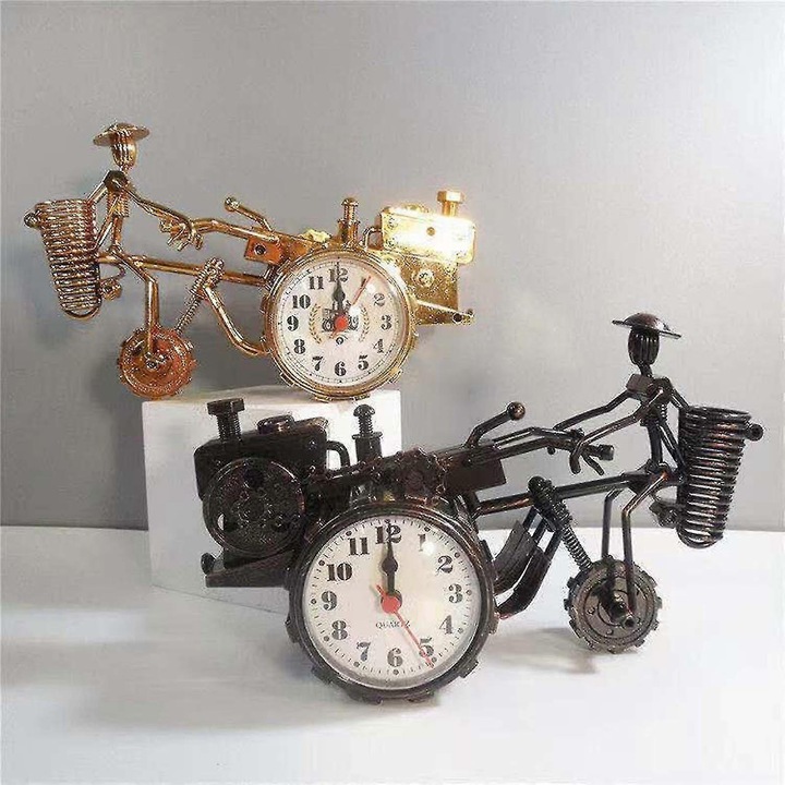 Traktor ébresztőóra, dekoratív, műanyag, arany, 23.5x10x14.5cm