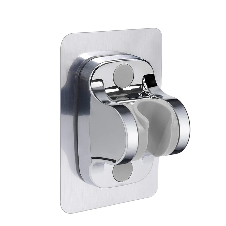 Suport autoadeziv pentru dus, ajustabil, waterproof, crom