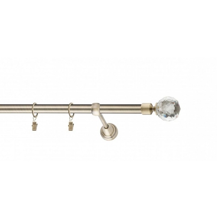 galerie metal 19 mm ITALIA simpla, auriu-antic, 120 cm, capete MESSINA