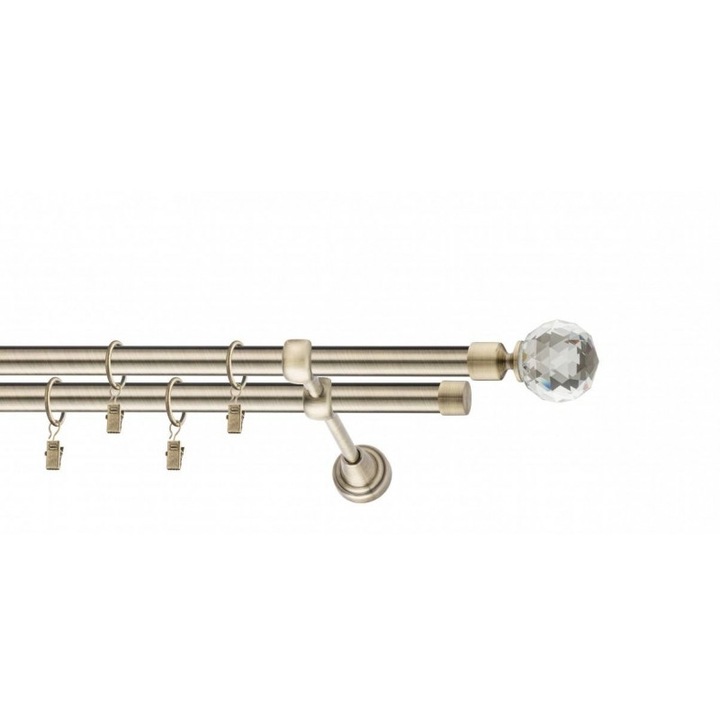 galerie metal 19/19 mm ITALIA dubla, auriu-antic, 120 cm, capete MESSINA