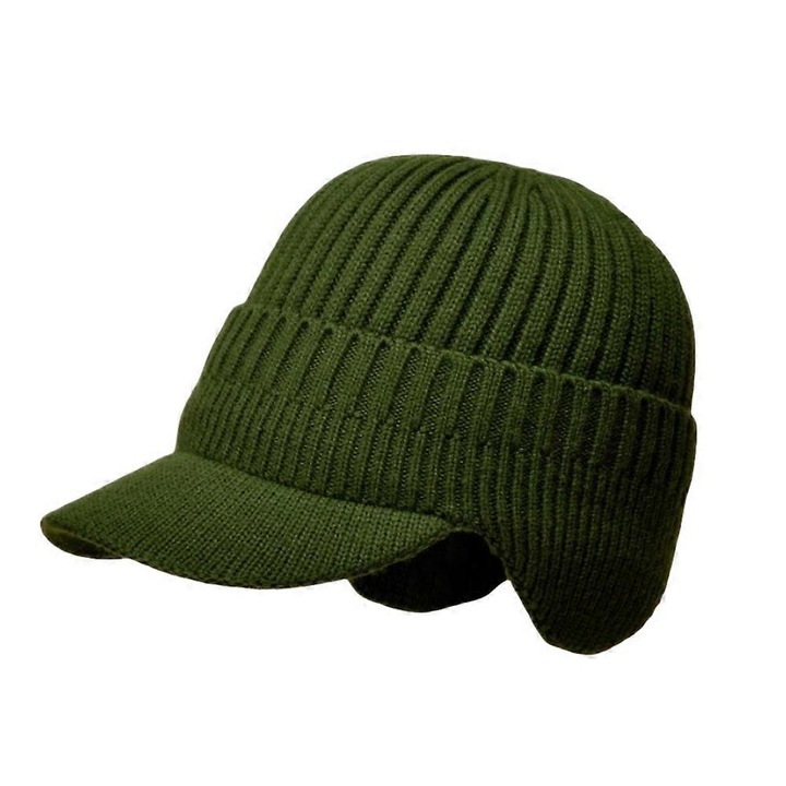 Caciula tricotata unisex, verde, dimensiune unica, set 1 buc.