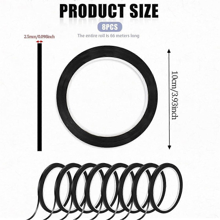 Set 10 role banda adeziva pentru tabla alba, 1/8 inch, 216 picioare/rol, multicolor