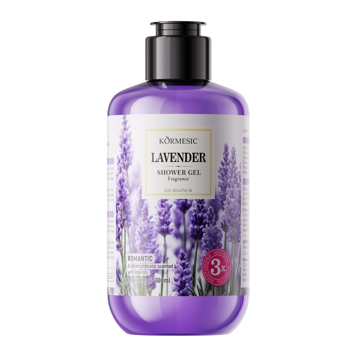 Levendula illatú tusfürdő, 200 ml, gyengéd tisztítás, relaxáló ápolás