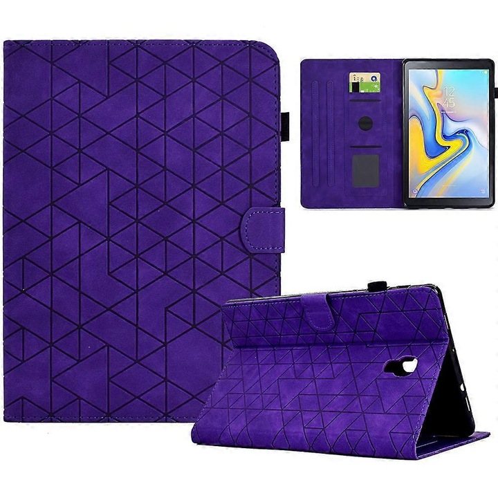 Husa tableta pentru Samsung Galaxy Tab A 10.5 (2018) T590 T595, protectie duala, culoare mov, cu slot pentru carduri