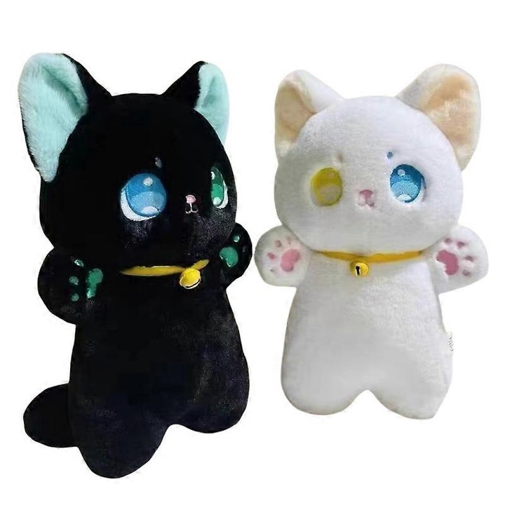 Jucarie de plus Pisica Alba si Neagra, 25cm