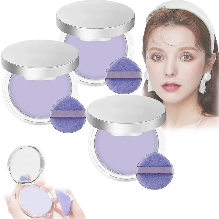 3 darabos matt púder sminkkészlet, levendula, olajkontroll