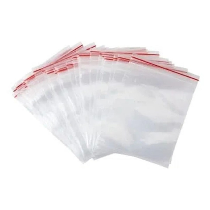 Set 100buc pungi cu fermoar zip 100x100mm polietilena transparent PLAST PL.TOR100X100
