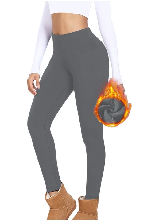 Colanti termici dama, captusiti, talie inalta, gri, XL INTL