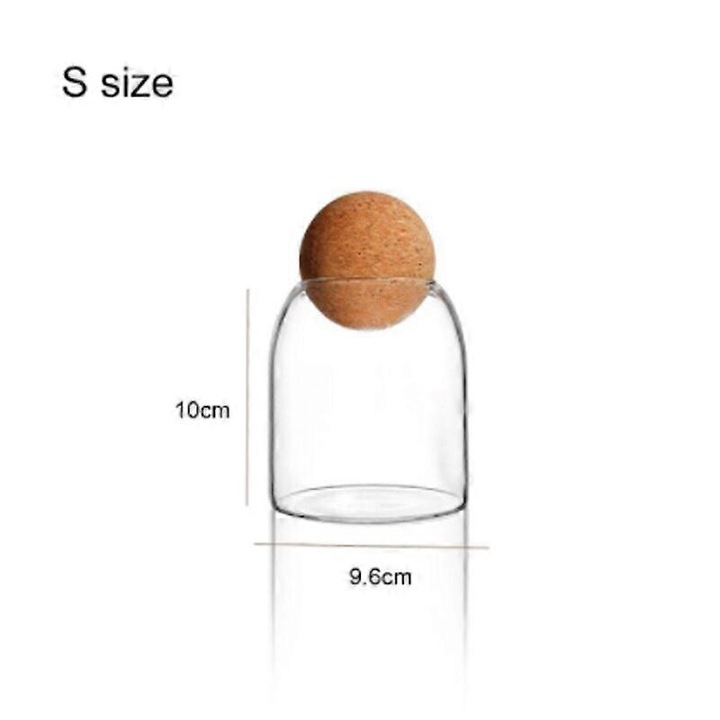 Borcan sigilat din sticla cu capac din pluta, 500ml/800ml/1200ml, transparent