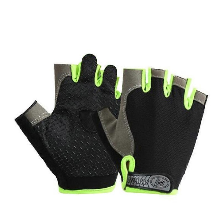 Félujjas fitnesz sportkesztyű, csúszásmentes, légáteresztő, szett, narancssárga és fekete, M/L/XL